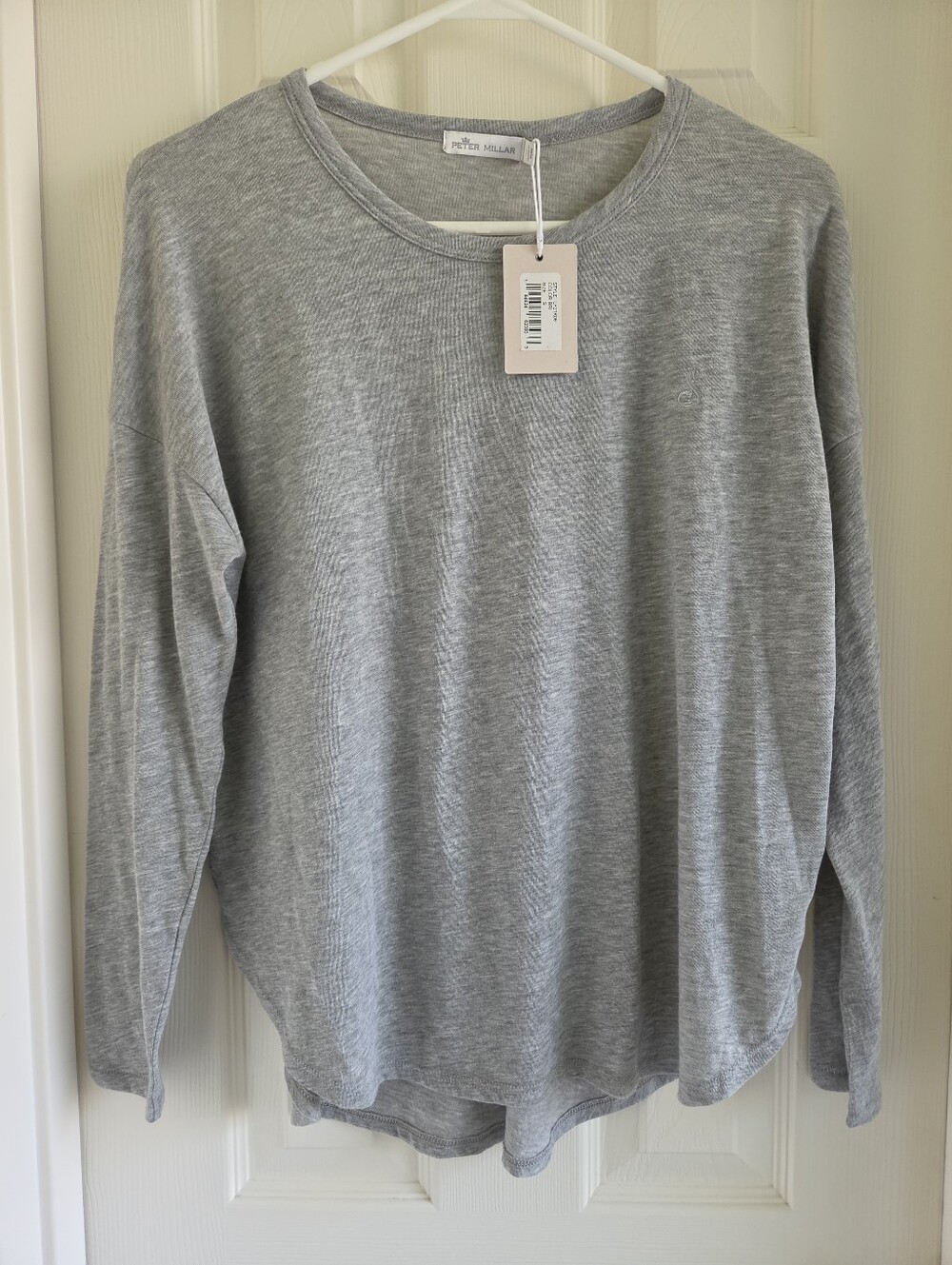 Peter Millar Women's British Grey Knit Sweater Top LF21K06‎ Chest Logo Small